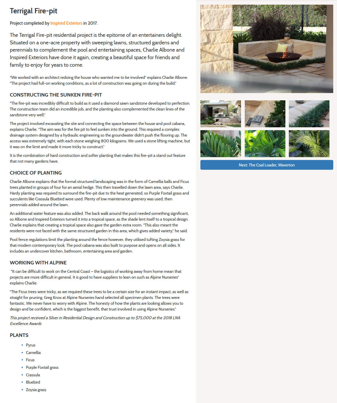 Landscape Gardener Sydney Terrigal Fire Pit Inspired Exteriors